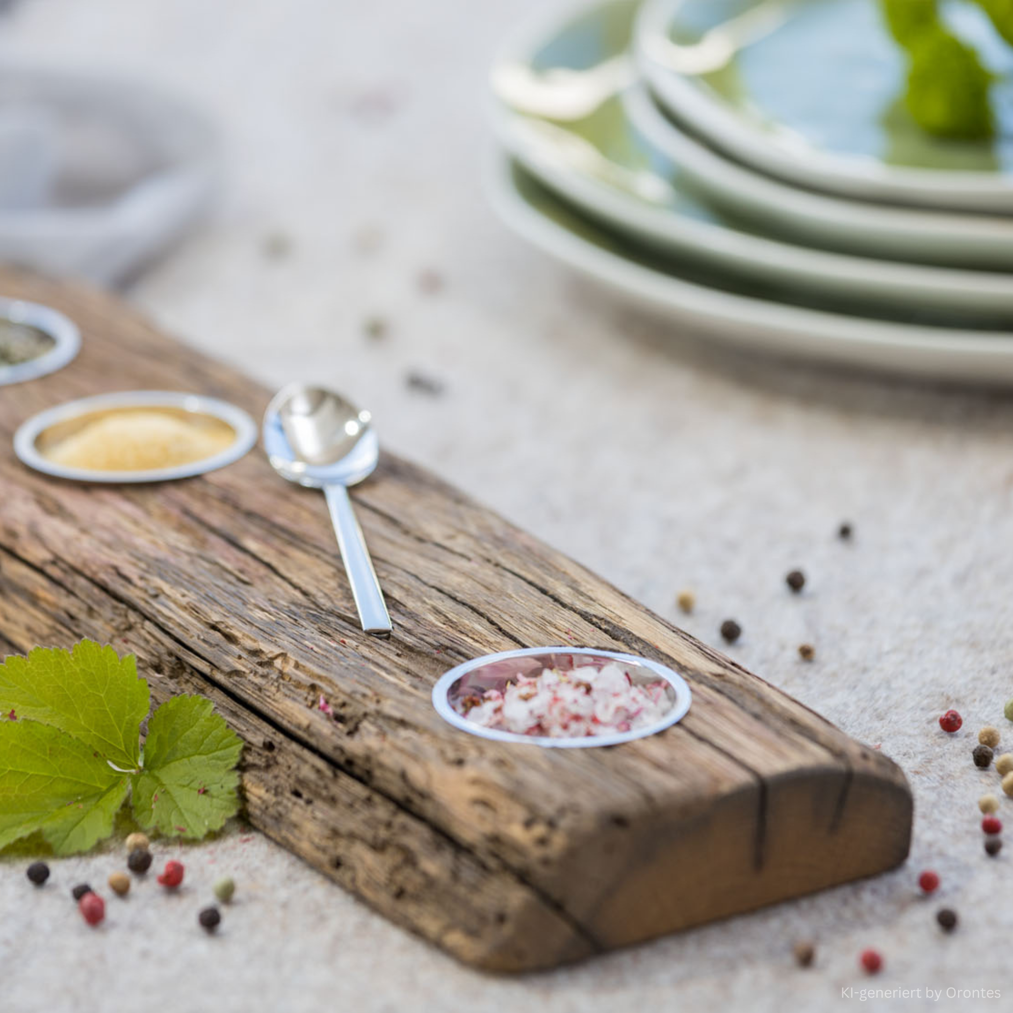 Menagen mit Edelstahlschalen - der „schwebende“ Löffel